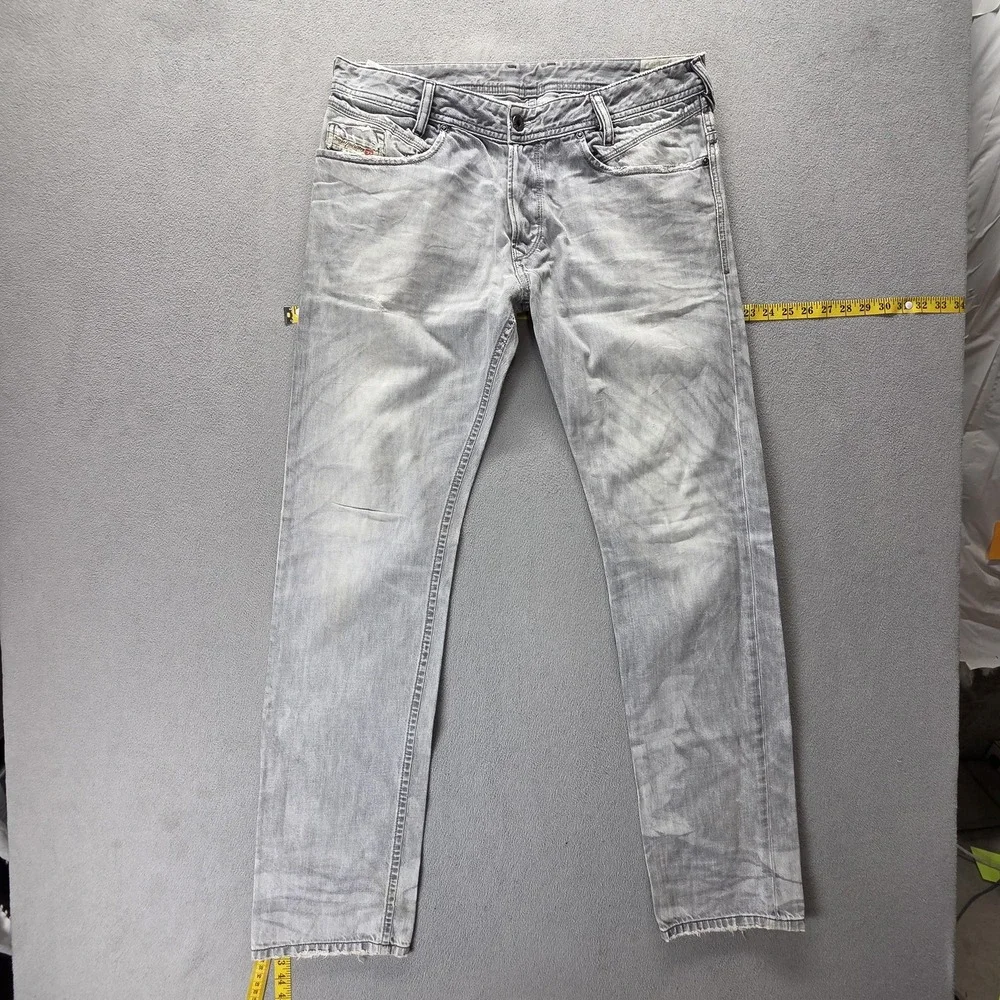 Diesel Jeans Mens 33x34 Gray Iakop Regular Slim Tapered Button Fly 008QP